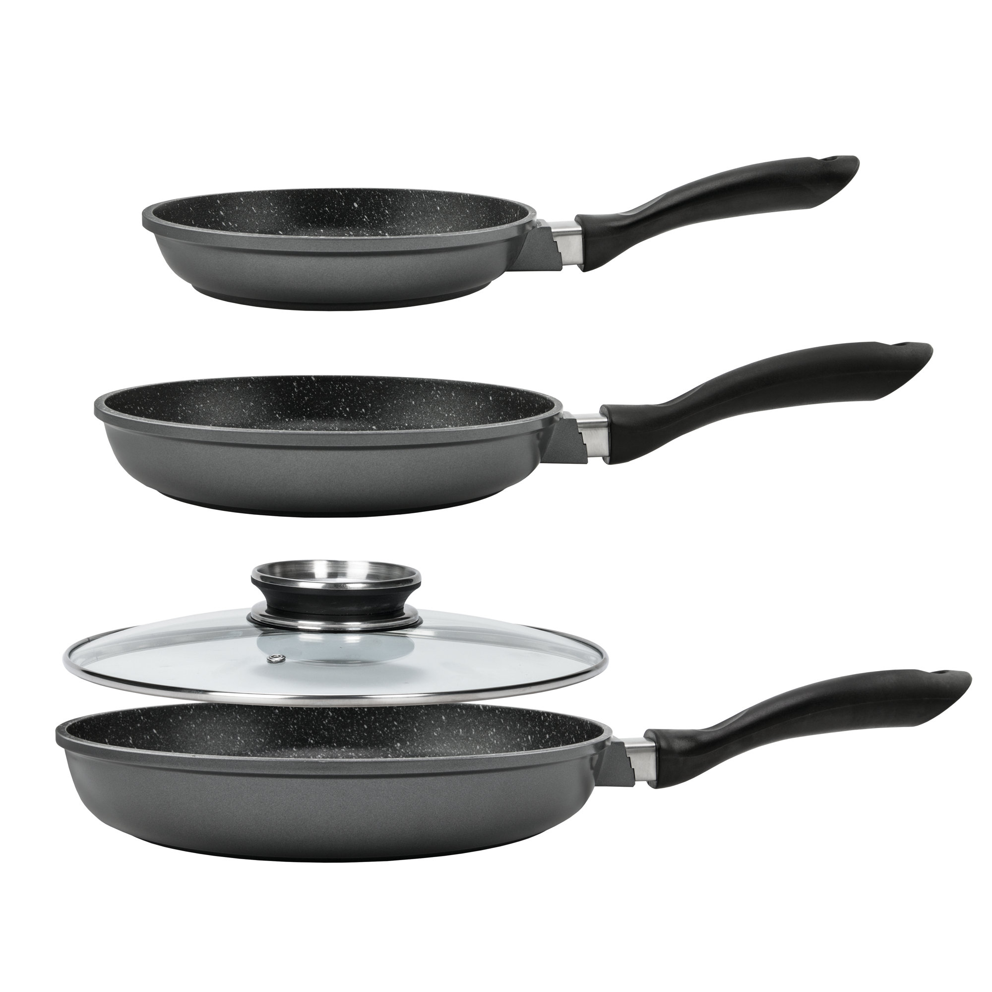Regis Stone Pans by JML 3Piece NonStick Frying Pan Set with Lid